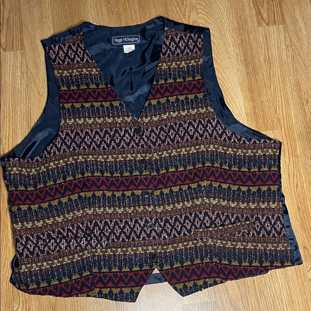 Maggie McNaughton Women's Geometric Pattern Vest - Black and Brown